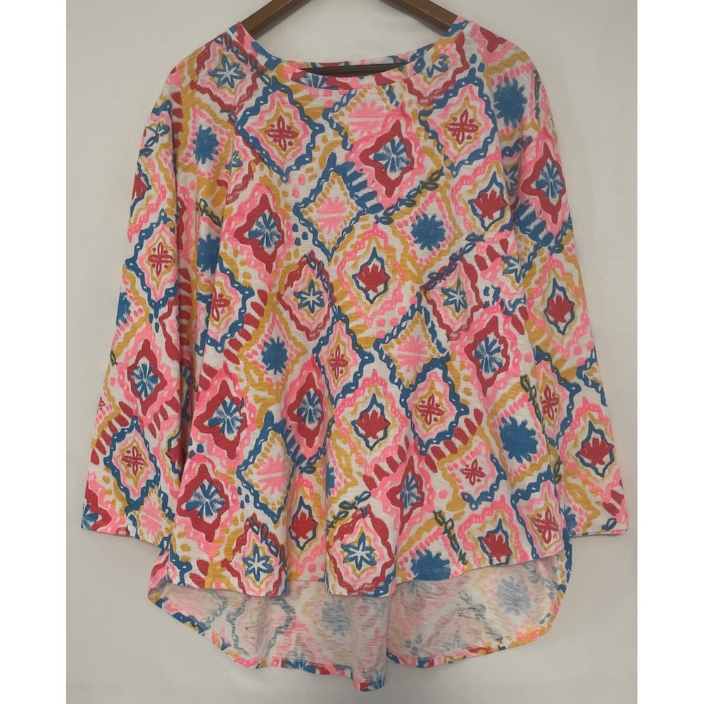 Fresh Produce Shirt Blouse Tunic Top Size 3X Colorful Cotton Easy Care Women's